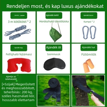 Jég selyem hálós függőágy kültéri hintaágy fa ágy függő alvó hálós ágy nyári mező rázógép felnőtt függőkötél dupla