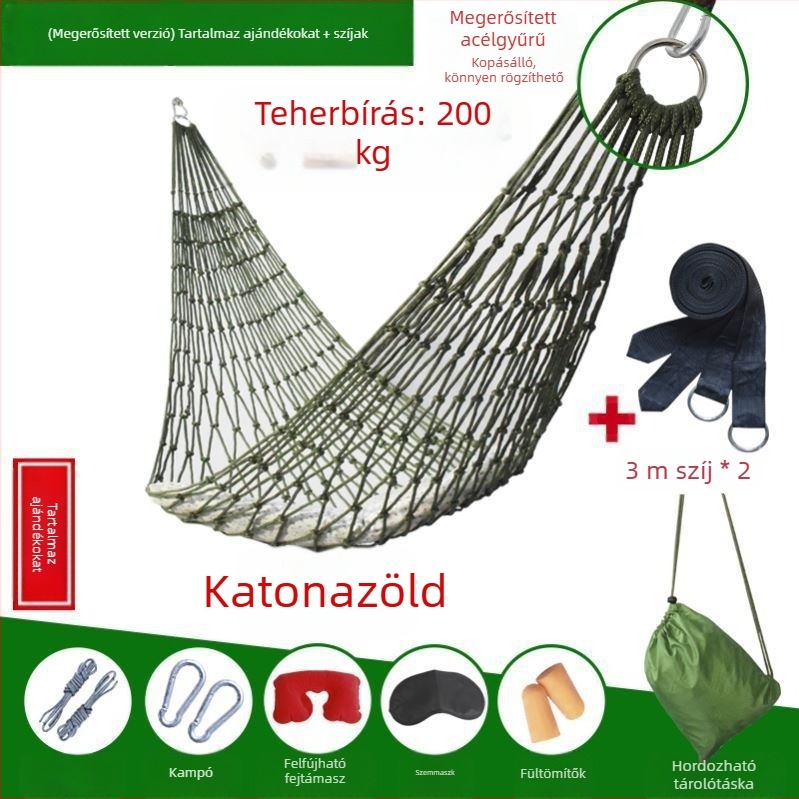 Jég selyem hálós függőágy kültéri hintaágy fa ágy függő alvó hálós ágy nyári mező rázógép felnőtt függőkötél dupla