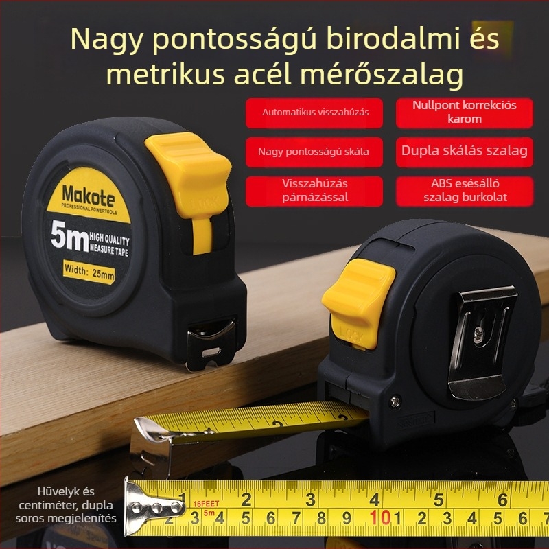 Külkereskedelmi brit mérőszalag 5 m 3 m acélszalag vastagított kopásálló vonalzó nagy pontosságú dobozmérőszalag