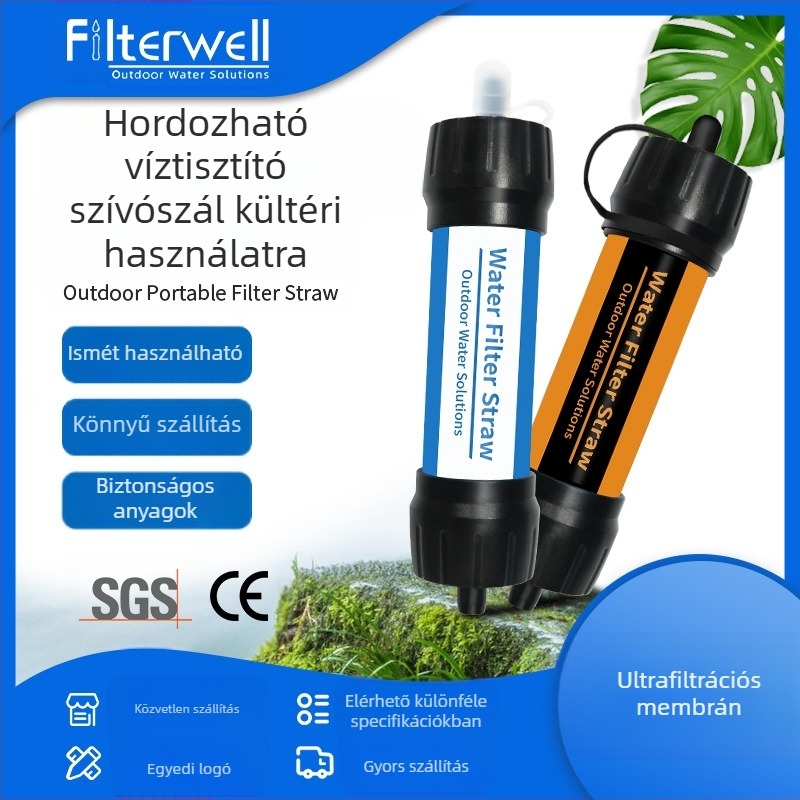 Gyári közvetlen ellátású ultrafiltrációs membrán hordozható kültéri víztisztító szívószál közvetlen ivás egyetlen katona szűrő
