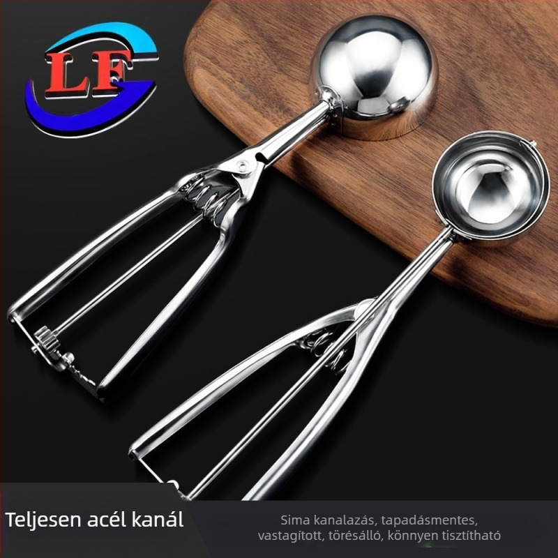 Rozsdamentes acél fagylaltkanál Fagylaltkanál Gyümölcsgolyó ásó Sűrített, könnyen tisztítható fagylaltkanál Fagylaltgolyó ásókanál