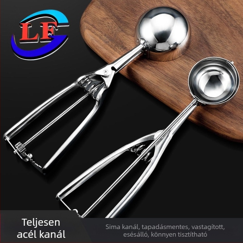 Rozsdamentes acél fagylaltkanál Fagylaltkanál Gyümölcsgolyó ásó Sűrített, könnyen tisztítható fagylaltkanál Fagylaltgolyó ásókanál