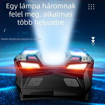 Határokon átnyúló intelligens indukciós kis fényszóró, többfunkciós, több fényforrással tölthető kültéri fejre szerelhető zseblámpa, éjszakai horgászlámpa nagykereskedelemben