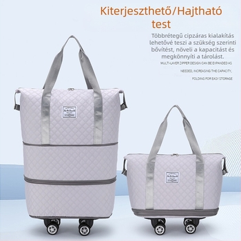 Utazótáska, bővíthető, összecsukható, nagy kapacitású, univerzális kerékkel, háromrétegű, meghosszabbítható beszállótáska, mozgó tárolótáska