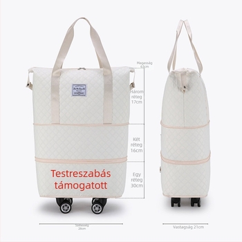 Utazótáska, bővíthető, összecsukható, nagy kapacitású, univerzális kerékkel, háromrétegű, meghosszabbítható beszállótáska, mozgó tárolótáska