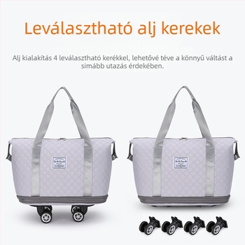 Utazótáska, bővíthető, összecsukható, nagy kapacitású, univerzális kerékkel, háromrétegű, meghosszabbítható beszállótáska, mozgó tárolótáska