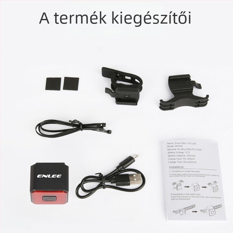 enlee kerékpár hátsó lámpa fék intelligens hátsó lámpa töltés LED vízálló éjszakai menetjelző lámpa motoros felszerelés