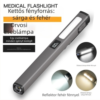 Határokon átnyúló új, mini toll alakú, újratölthető, három fényforrású orvosi tolllámpa, erős fényű pupillás tolllámpa, LED-es zseblámpa