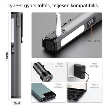 Határokon átnyúló új, mini toll alakú, újratölthető, három fényforrású orvosi tolllámpa, erős fényű pupillás tolllámpa, LED-es zseblámpa