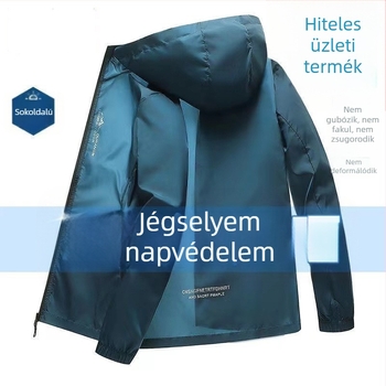 Napvédő ruházat Férfi nyári lélegző jég selyem vékony bőrű ruházat Férfi horgász napvédő ruházat kültéri kapucnis kabát