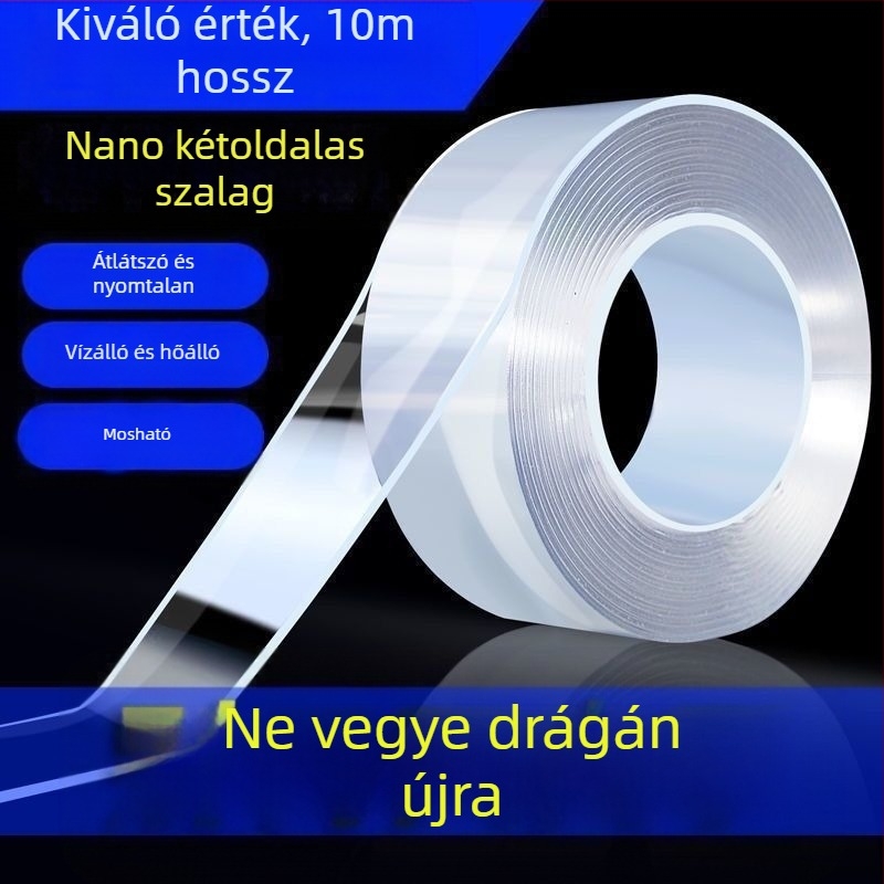 Akril átlátszó kétoldalas ragasztószalag, nyommentes, magas hőmérsékletállóság, nagy átlátszóság, nagy viszkozitás, erős vízálló, nyommentes nanoszalag nagykereskedelem