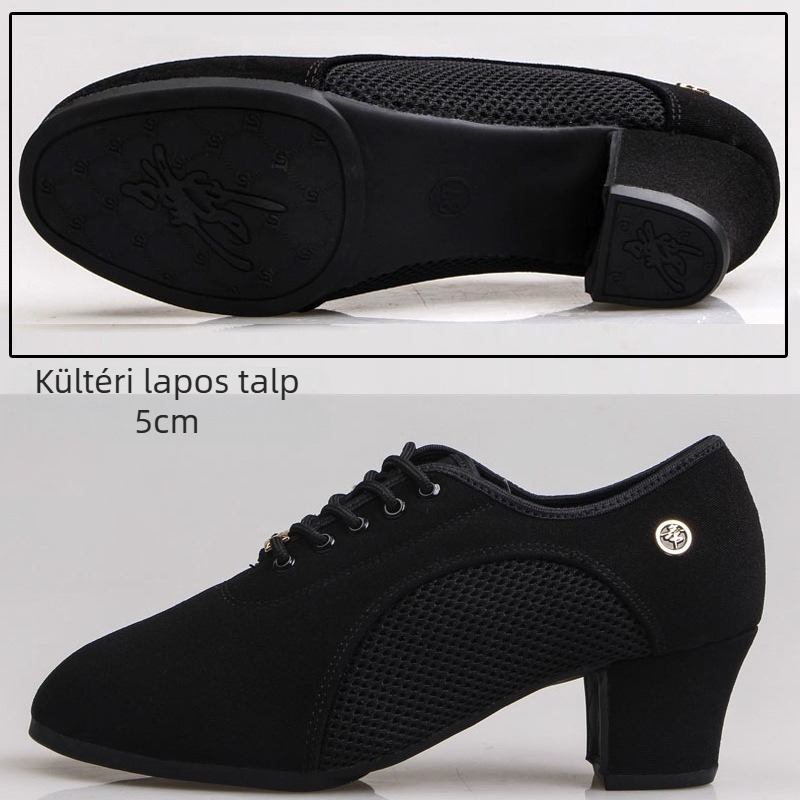 Latin tánccipők felnőtt nőknek, közepes sarkú, puha talpú tánccipők, négyzet alakú tánc, tengerész tánc, modern tánccipők, lélegző és könnyű