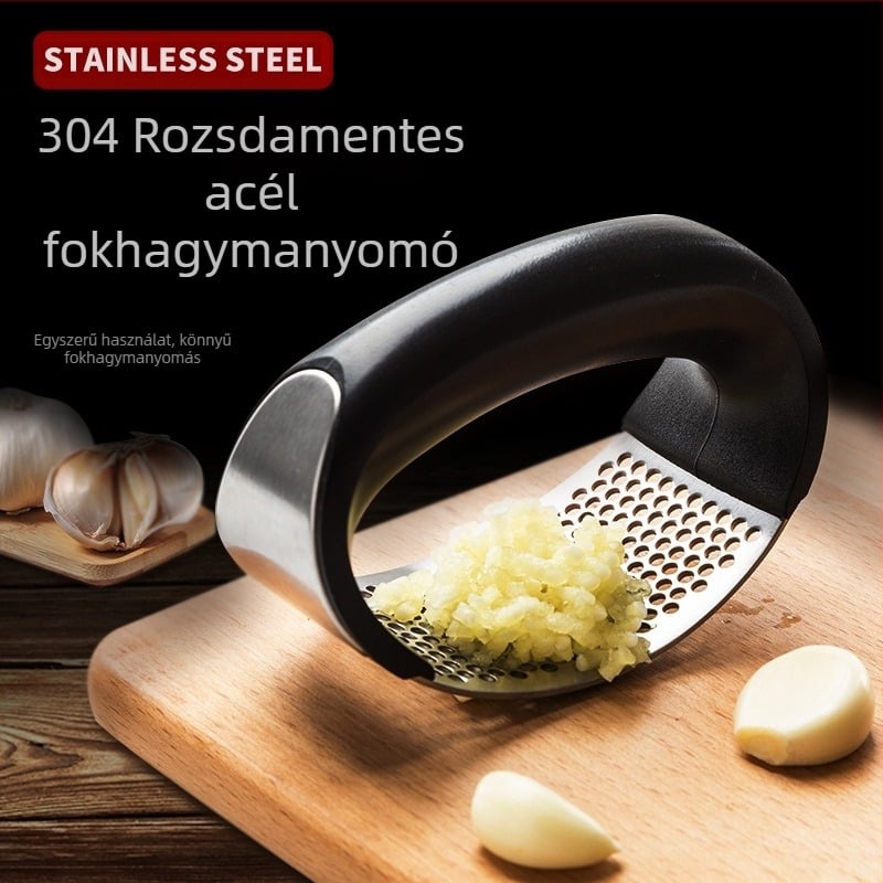 Kézi gyűrűs fokhagymás kanál háztartási rozsdamentes acél fokhagymaprés fokhagymás kanál fokhagymaprés konyhai eszközök
