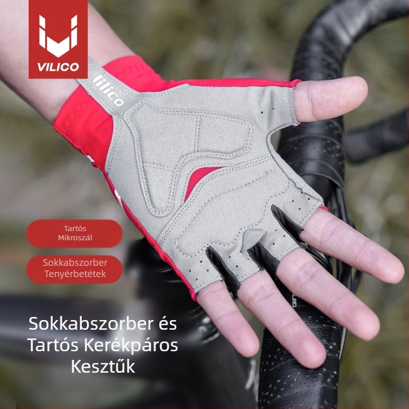 Tavaszi és nyári hegymászó és kerékpáros ütéscsillapító félujjas kesztyűk csúszásmentes kopásálló rugalmas lélegző kerékpáros kesztyűk eladók