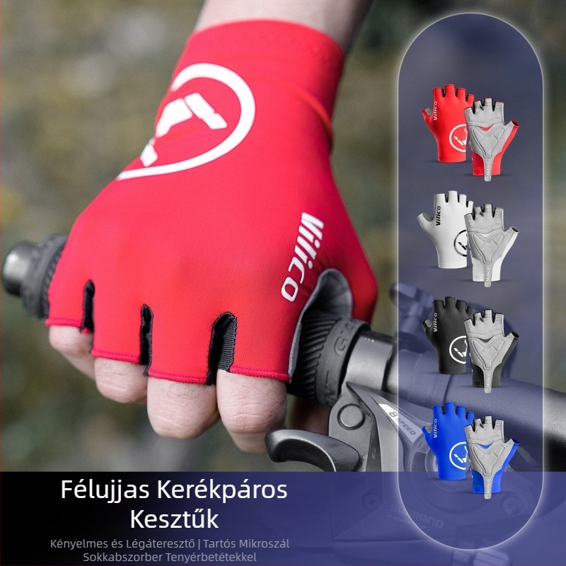 Tavaszi és nyári hegymászó és kerékpáros ütéscsillapító félujjas kesztyűk csúszásmentes kopásálló rugalmas lélegző kerékpáros kesztyűk eladók