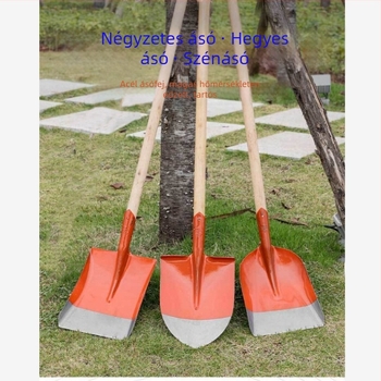 Mezőgazdasági, teljes acélból készült, nagyméretű ásó, mangánacél ásó, szögletes ásó, hegyes ásó, külföldi ásó, építkezés, híd, kültéri, hegyes szénlapát, kerti ásó