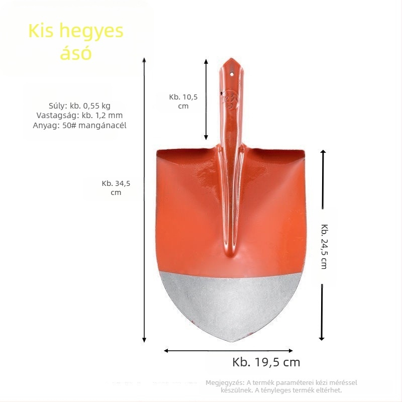 Mezőgazdasági, teljes acélból készült, nagyméretű ásó, mangánacél ásó, szögletes ásó, hegyes ásó, külföldi ásó, építkezés, híd, kültéri, hegyes szénlapát, kerti ásó