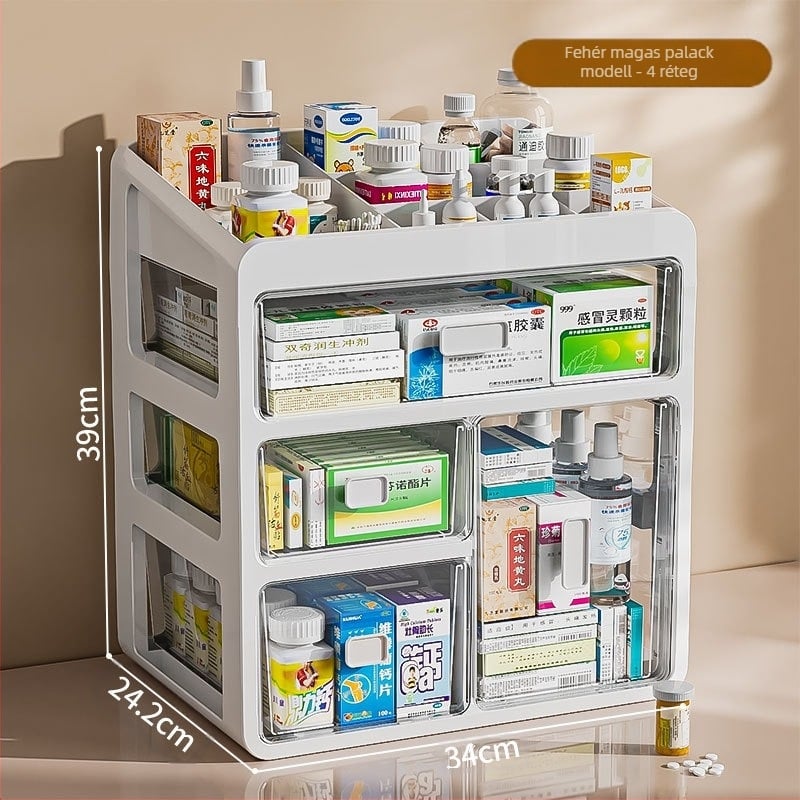 Gyógyszeres doboz háztartási gyógyszerhez Gyógyszertároló doboz Gyógyszeres doboz háztartási nagy kapacitású többrétegű fiókos típusú orvosi kis gyógyszeres doboz