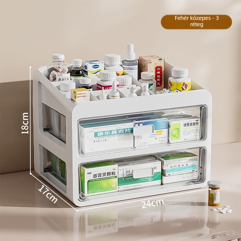 Gyógyszeres doboz háztartási gyógyszerhez Gyógyszertároló doboz Gyógyszeres doboz háztartási nagy kapacitású többrétegű fiókos típusú orvosi kis gyógyszeres doboz
