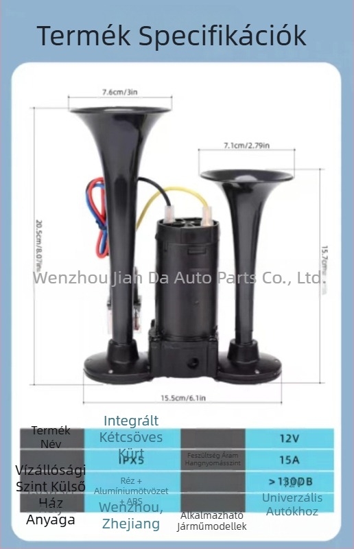Egyrészes elektromos kürt 12v 24v szuper hangos 135 dB módosított autó teherautó motorkerékpár univerzális benzin