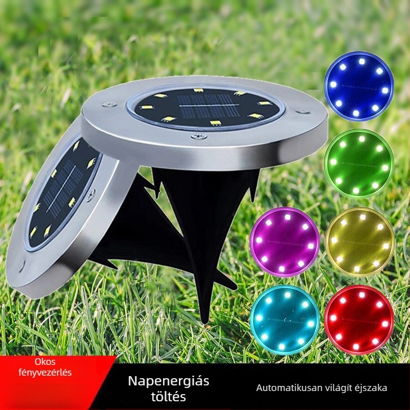 Kültéri vízálló állólámpa, led kültéri lépcsőházvilágítás, gyepre szerelt napelemes eltemetett lámpa, udvari kerti dekoratív tájvilágítás