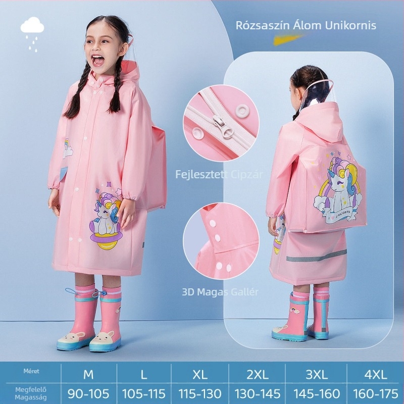 Gyermek esőkabát baba óvoda általános iskolás diák rajzfilm poncsó iskolatáska üléssel fiúk lány esőkabát esőkabát felszerelés nagykereskedelem