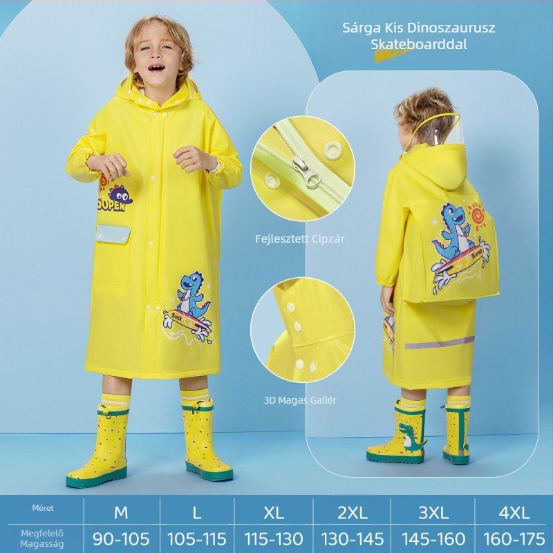 Gyermek esőkabát baba óvoda általános iskolás diák rajzfilm poncsó iskolatáska üléssel fiúk lány esőkabát esőkabát felszerelés nagykereskedelem