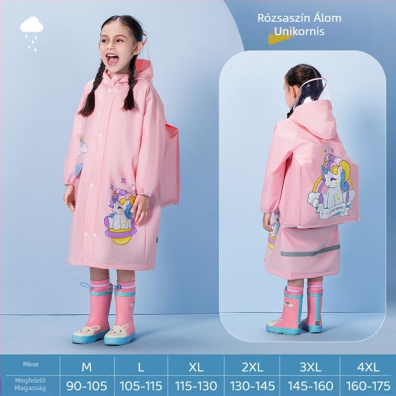 Gyermek esőkabát baba óvoda általános iskolás diák rajzfilm poncsó iskolatáska üléssel fiúk lány esőkabát esőkabát felszerelés nagykereskedelem