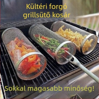 Amazon Rolling Barbecue Cage Supply Barbecue kosár Továbbfejlesztett kültéri grill rozsdamentes acél grill hordó grill eszközök