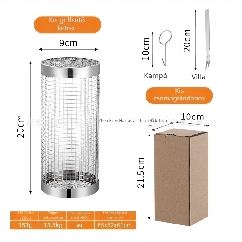 Amazon Rolling Barbecue Cage Supply Barbecue kosár Továbbfejlesztett kültéri grill rozsdamentes acél grill hordó grill eszközök