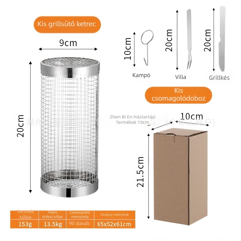 Amazon Rolling Barbecue Cage Supply Barbecue kosár Továbbfejlesztett kültéri grill rozsdamentes acél grill hordó grill eszközök