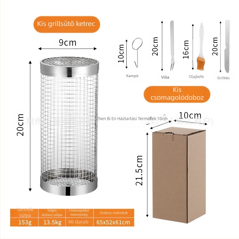 Amazon Rolling Barbecue Cage Supply Barbecue kosár Továbbfejlesztett kültéri grill rozsdamentes acél grill hordó grill eszközök