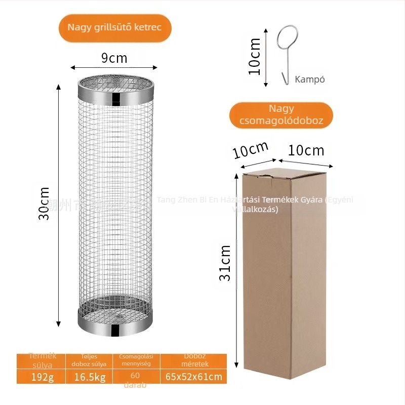 Amazon Rolling Barbecue Cage Supply Barbecue kosár Továbbfejlesztett kültéri grill rozsdamentes acél grill hordó grill eszközök