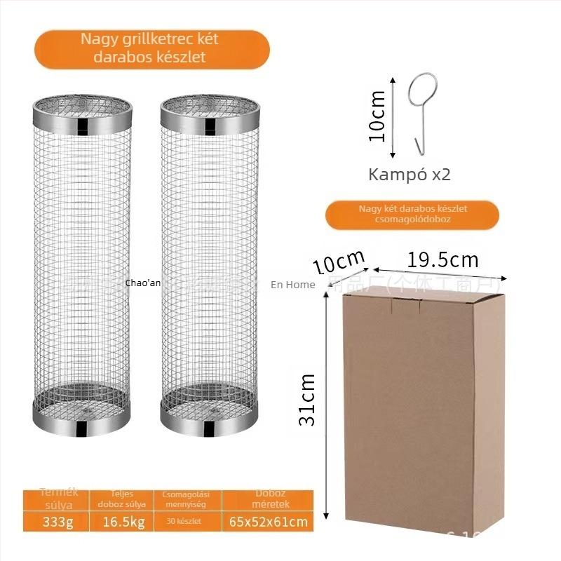 Amazon Rolling Barbecue Cage Supply Barbecue kosár Továbbfejlesztett kültéri grill rozsdamentes acél grill hordó grill eszközök