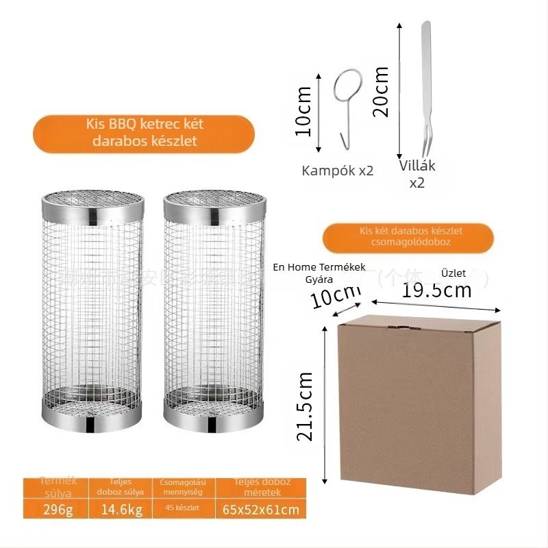 Amazon Rolling Barbecue Cage Supply Barbecue kosár Továbbfejlesztett kültéri grill rozsdamentes acél grill hordó grill eszközök