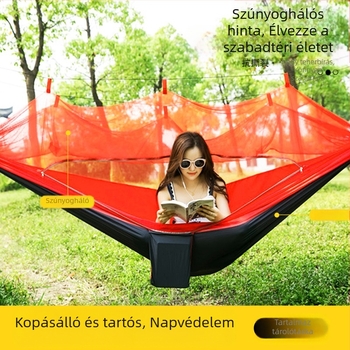 Automatikus, gyorsan nyíló szúnyoghálós függőágy, szúnyog elleni függőágy, egyszemélyes, dupla nejlon ejtőernyős szövet függőágy, kültéri kempingfelszerelés