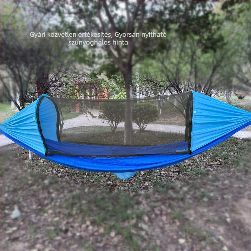 Automatikus, gyorsan nyíló szúnyoghálós függőágy, szúnyog elleni függőágy, egyszemélyes, dupla nejlon ejtőernyős szövet függőágy, kültéri kempingfelszerelés