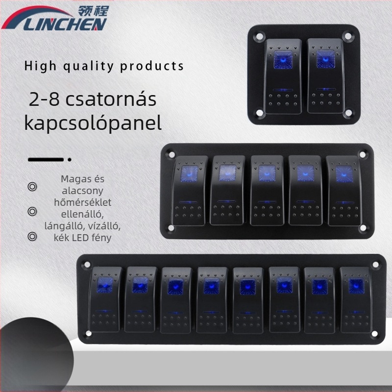 Autós tengeri kapcsoló kék fény billenőpanel autóhoz módosított többállású billenőkapcsoló kombinációs panel DC12-24V