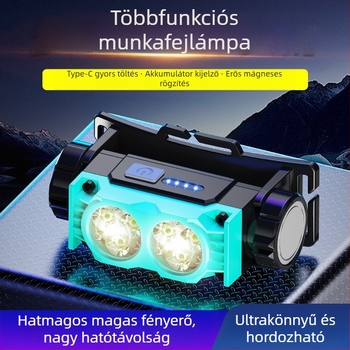 Többszörösen robbanásveszélyes kültéri kemping töltő fényszóró 6LED-es kiemelő könnyű mágneses fejlámpa építkezési sisak bányászati lámpa