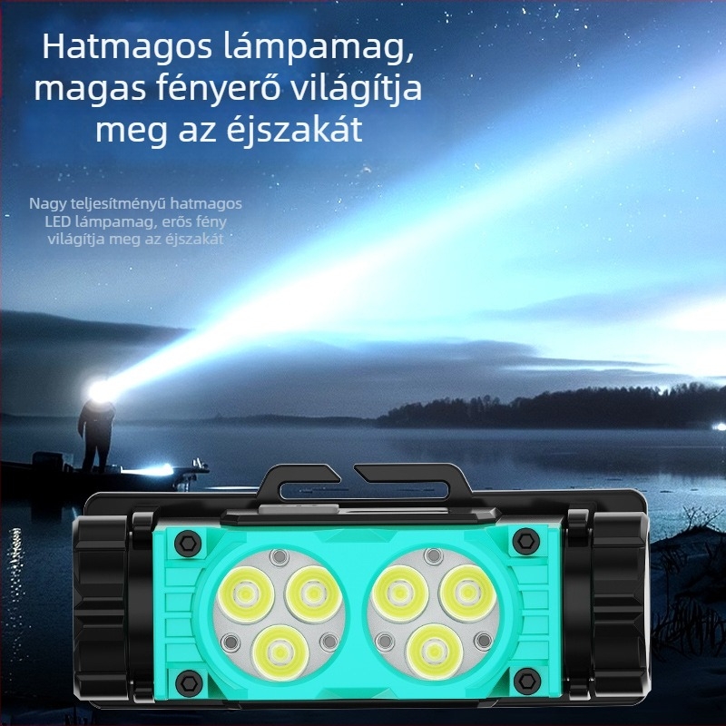 Többszörösen robbanásveszélyes kültéri kemping töltő fényszóró 6LED-es kiemelő könnyű mágneses fejlámpa építkezési sisak bányászati lámpa