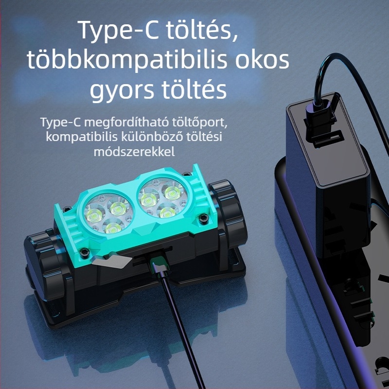 Többszörösen robbanásveszélyes kültéri kemping töltő fényszóró 6LED-es kiemelő könnyű mágneses fejlámpa építkezési sisak bányászati lámpa