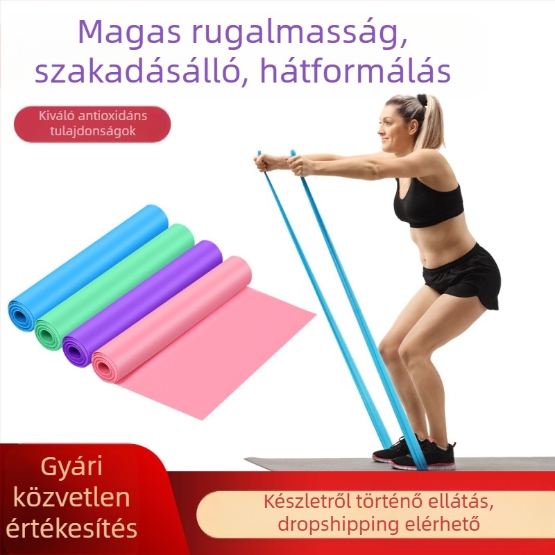 Gyárilag húzható, rugalmas öv, húzóöv, ellenállás-öv, 2 méter, 1500 erősítő edzéshez, nyomtatható logóval