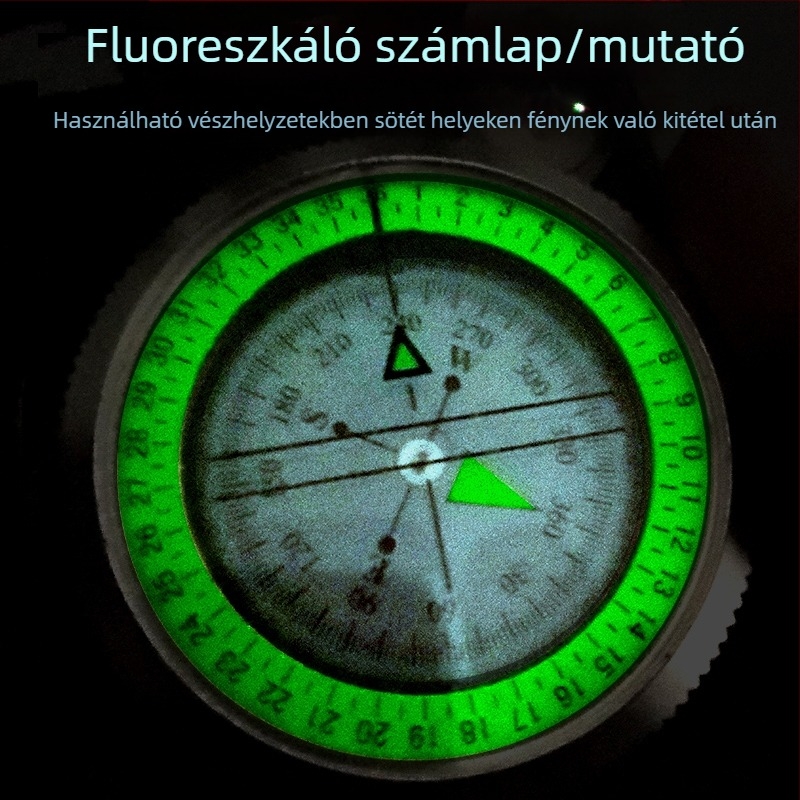 Gyártó K4074 ötvözetből készült iránytű, nagy pontosságú, multifunkcionális, világító, túlélő kültéri iránytű, lejtőmérővel
