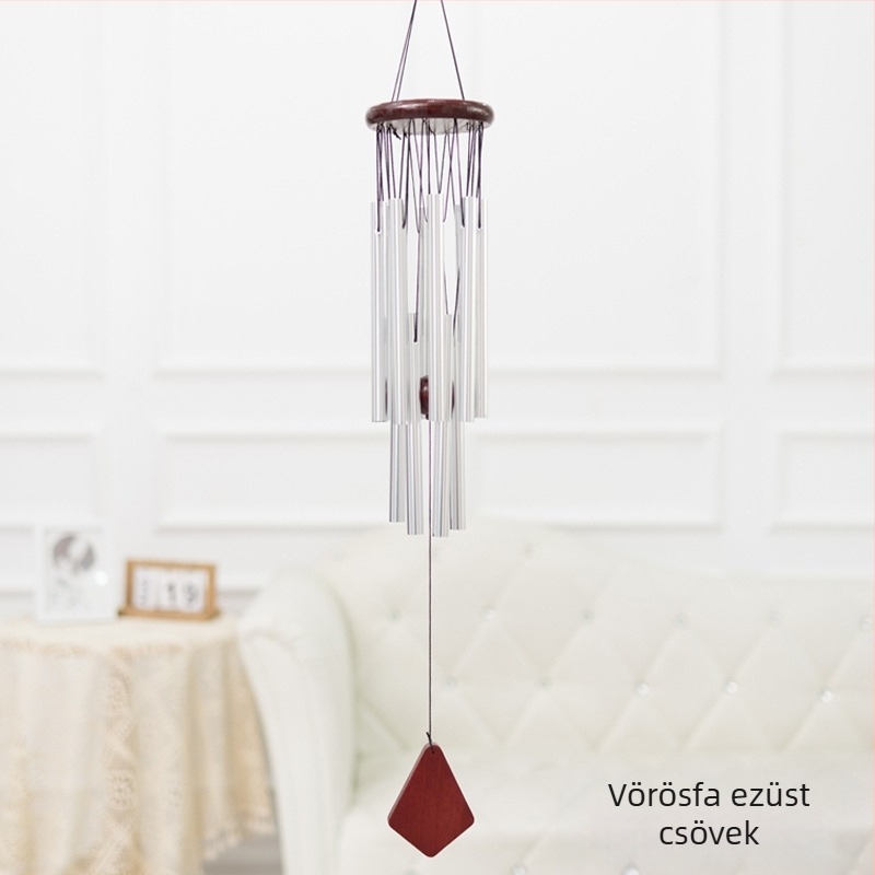 Határokon átnyúló, kétrétegű alumínium csőből készült szélcsengő, kreatív, 12 csöves, tömörfa fém szélcsengő, otthoni medál, fa dísztárgyak, kézműves termékek