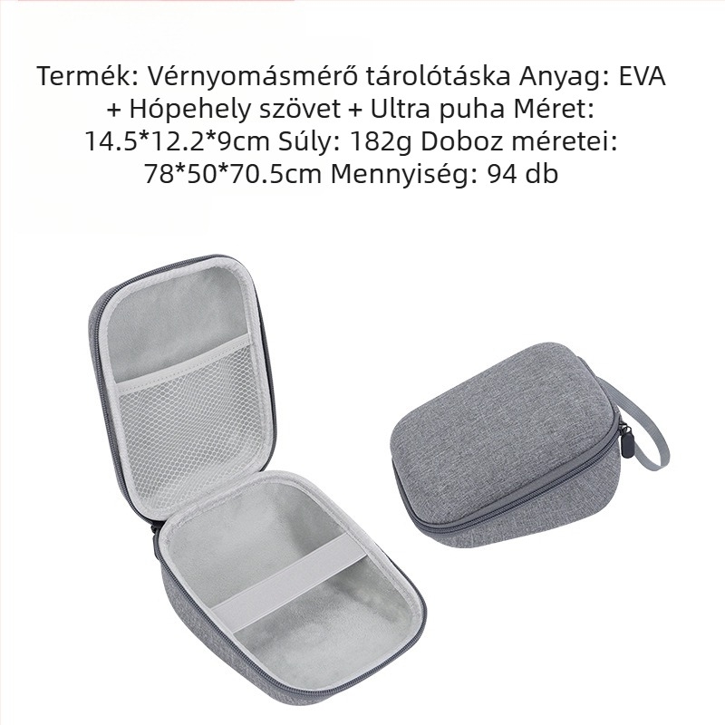 Az Eva vérnyomásmérő tárolótáska alkalmas az Omron elektronikus vérnyomásmérő védődobozának mérőműszeréhez, hordozható ütésálló táskával.