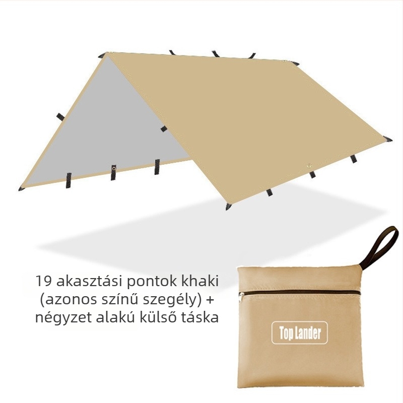 Kültéri kemping multifunkcionális négyzet alakú ponyva sátor esőálló napvédelem ezüstözött ponyva kemping grill napellenző