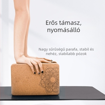 Nagy sűrűségű parafa jógatégla, gyermek tánchoz, speciális csúszásgátló sport-fitnesz logó gravírozással, jógatégla