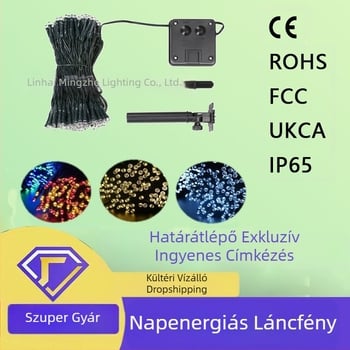 Napelemes fényfüzér kültéri dekoráció vízálló udvari lámpák mérnöki világítás kemping stílusú fényfüzér napelemes fényfüzér