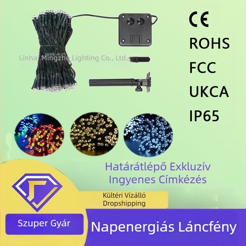 Napelemes fényfüzér kültéri dekoráció vízálló udvari lámpák mérnöki világítás kemping stílusú fényfüzér napelemes fényfüzér