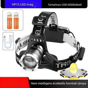 Határokon átnyúló HP15 zoom indukciós fényszóró fejre szerelhető zseblámpa bányászlámpa éjszakai horgászathoz kültéri nagy hatótávolságú P50 xenon lámpa